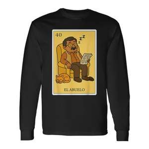 Camiseta de manga larga Sleepy Grandpa Spanish Mexican Bingo para abuela - Product Image 1
