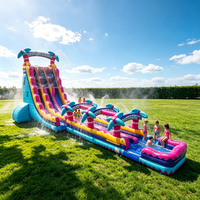 Parc aquatique gonflable avec toboggan et piscine pour enfants, extérieur, CE, PVC 0,55 mm, vente en gros d'usine, équipement de jeu personnalisé
