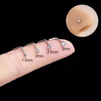 Anting Titanium Alloy Super Berkilau Berbentuk L untuk Hidung, Alis, Telinga, dan Tulang, Dapat Dipakai Saat Tidur Tanpa Dilepas, Serbaguna
