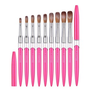 Pinceau à ongles en acrylique Kolinsky rose, taille 8 10 12 14 16, poils purs, pinceau professionnel pour la peinture d'art sur ongles - Product Image 5