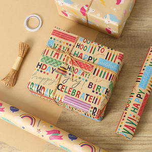 Papel de Regalo Kraft con Diseño de Cumpleaños, Ecológico y Reciclable, para Fiestas de Cumpleaños, Baby Shower y Manualidades - Product Image 4