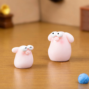 เรซิ่นไมโครแลนด์สเคป ตุ๊กตาหมูตาโตน่ารัก ของตกแต่งบ้านตุ๊กตา DIY และอุปกรณ์เสริม ของตกแต่งตั้งโต๊ะขนาดเล็ก - Product Image 4