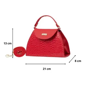 Bolso Bandolera Linda Acalia para Mujer, Rojo, de Cuero, con Asa Única, Cierre de Cremallera, Diseño Lichee, Estilo Moderno, para Uso en Verano - Product Image 3