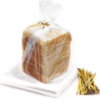 Bolsas grandes de plástico reutilizables para pan, bolsas transparentes con 100 corbatas para panaderos y propietarios de panadería, paquete de 100 Uds.