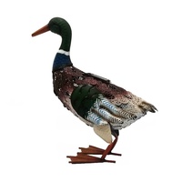 Décoration de jardin extérieure en métal en forme de canard, ornement animalier pour la maison, lumière solaire intégrée
