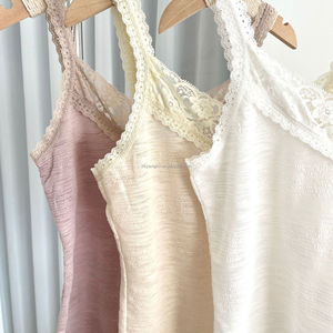 เสื้อกล้ามลูกไม้แต่งขอบลายดอกไม้ คอวี เปิดหลัง สไตล์อเนกประสงค์ สำหรับฤดูใบไม้ผลิและฤดูร้อน แฟชั่นเสื้อยืดผู้หญิง เสื้อครอปแขนกุด - Product Image 2