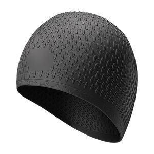 Bonnet de bain en silicone imperméable avec attaches pour les oreilles, grande taille pour femmes aux cheveux longs - Product Image 1