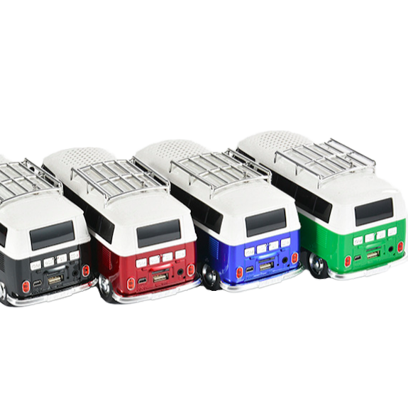 Bus Car Shape Stereo RGB LED Light Support FM TF USB Mini Portable Outdoor Wireless Speaker Home Theatre Party Stage Computer
