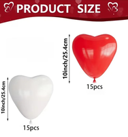30 Ballons en Latex Rouge et Blanc en Forme de Cœur Remplis d'Hélium, Décorations de Fête Durables pour la Saint-Valentin, Halloween, les Remises de Diplômes, les Anniversaires