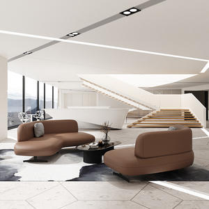 Conjunto de Sofás de Oficina Metálicos de Forma Irregular, Modulares, con Esponja de Alta Densidad, Color Café, 200x150x86, para Áreas de Espera y Reuniones - Product Image 2