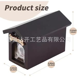 Wooden Pet Urn Frame Dog House Shape Solid Wood Desktop <b>Memorial</b> <b>Box</b> For Pet Ashes Storage - Product Image 3