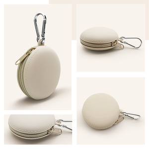 Étui en silicone pour écouteurs, porte-monnaie, étui à clés suspendu pour extérieur, organisateur de câbles de données, mini sac avec fermeture éclair, couleur unie - Product Image 4