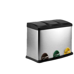 Cubo de Basura de 24L con Tres Compartimentos y Pedal, de Acero Inoxidable para Interiores; Contenedor de 30L con Dos Compartimentos para Cáscaras de Frutas; 45L - Product Image 5