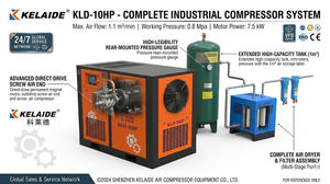 7.5KW 10HP Industrial Screw Air Compressor System with Air Tank and Dryer for <b>Small</b> Factory Use - Product Image 2