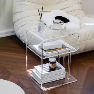 Acrylic Coffee Table Multifucake Standrt Living Room Furniture Wedding Cake Display Stand Modern Neon Light Glass Coffee Table