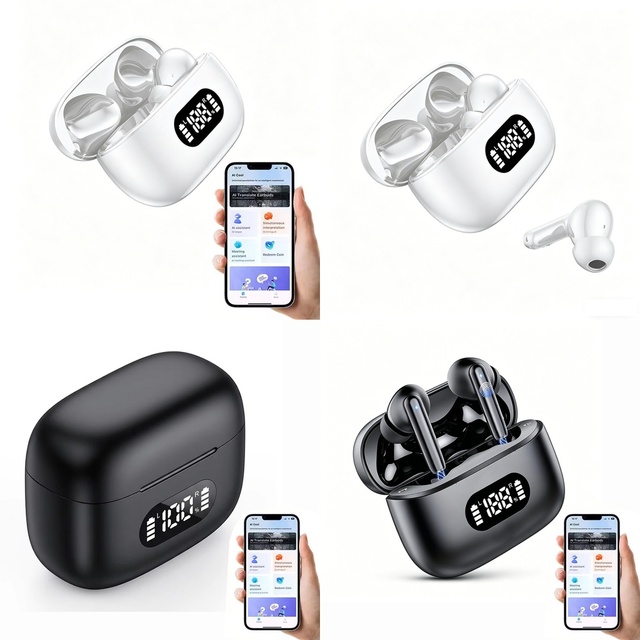AI Best Intelligent Real-time Battery Monitor Wireless TWS Earbuds BT 5.4 144 Languages Real Time Translation Clear Sound