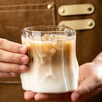 Verre à café réutilisable vintage personnalisé, irrégulier et transparent, pour boissons froides, Americano
