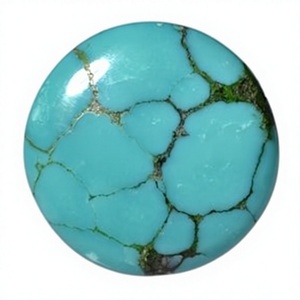 Vente en gros de cabochon rond bleu turquoise naturel de 15mm pour bijoux, pendentifs et bagues - Product Image 2