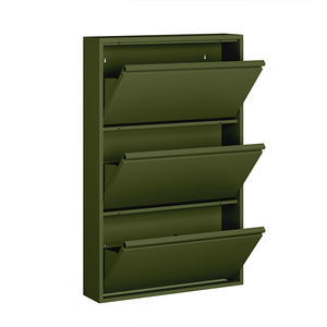 خزانة أحذية فولاذية أنيقة قابلة للتحويل، رف تخزين حائطي عصري بـ 3 رفوف لغرفة المعيشة والمدخل، أثاث منزلي BIZOE - Product Image 1