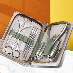 Stainless Steel Manicure <b>Pedicure</b> <b>Set</b> 11 Piece Grooming Kit with Zipper Case Nail Care Tools for Travel - Product Image 1