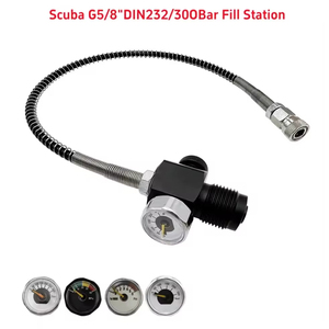 G5/8" DIN 232/300 BAR สแตนเลสสตีล + ทองแดงสีดำ อะแดปเตอร์ชาร์จสถานีเติมลมสำหรับดำน้ำ ถังใหญ่ ขวดเล็ก 250 บาร์ 40 เมกะปาสคาล - Product Image 6