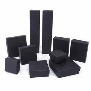 Collane personalizzate anelli Set di gioielli confezione regalo rotonda carta di cartone nera piccole scatole di imballaggio per gioielli di lusso con Logo