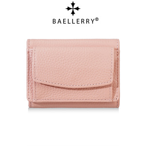 กระเป๋าใส่เหรียญหนังแท้สำหรับผู้หญิง Baellerry กระเป๋าสตางค์ขนาดเล็กสีพื้นลายลิ้นจี่ สำหรับจัดเก็บของใช้ในบ้าน - Product Image 5