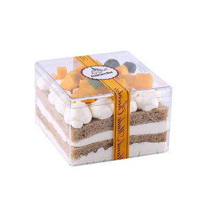 Popular square acrylic dessert cup transparent plastic cake box