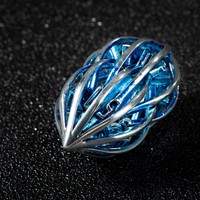 Ensemble de 7 dés polyédriques en métal plaqué argent avec émail bleu, motif dragon, pour jeux de rôle D&D (Dungeons and Dragons)