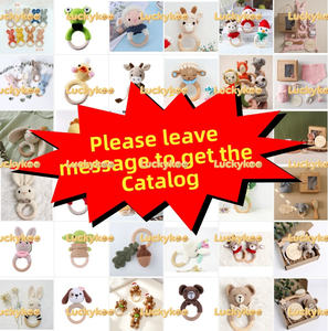 Luckykoo bambino fatto a mano uncinetto animale sonaglio cartone animato a maglia bambola bambino lenito coniglio rosicchiato regalo giocattolo - Product Image 5