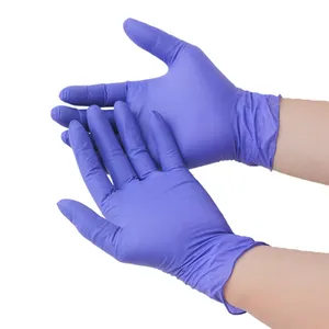 Guantes de nitrilo desechables en polvo baratos sin polvo examen médico guantes de nitrilo violeta