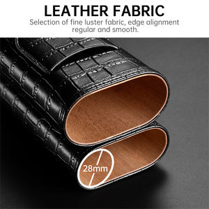 सिगार उच्च गुणवत्ता वाले चमड़े की ट्यूब सिगार के मामले में हुमडोर 3 उंगली सिगार यात्रा पोर्टेबल लक्जरी टिकाऊ - Product Image 3