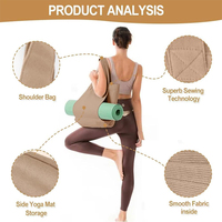 Tapis de yoga pliable avec sac fourre-tout de soin sac à dos voyage salle de sport sac de yoga en toile de coton