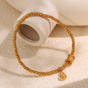 Chinese Style Gold Plated Titanium Steel Beaded <b>Bracelet</b> With Natural Stone Charm For Women Gift Jewelry - Product Image 2