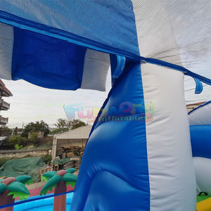 Castillo inflable comercial para jardín con tobogán acuático de doble carril y gran piscina para niños - Product Image 4