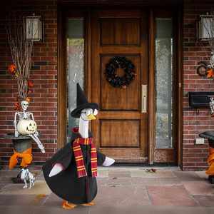 4 Pcs Outfits, Lawn Porch Wizard Costume, Garden Goose Witch Clothes <b>Scarf</b> Glasses for 23" Statue - Product Image 4