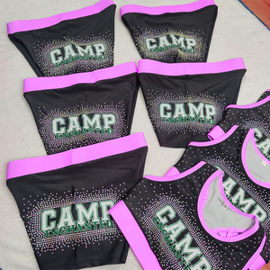 Cheerleading Buyer Show Full Custom Cheerleading Bra e Shorts Esporte Conjuntos Free Design Suas Próprias Meninas Cheer Practice Wear - Product Image 3