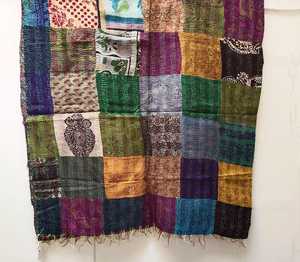 Ensemble de couvre-lits décoratifs en soie vintage de qualité supérieure, style Kantha, avec découpe en warp, couvre-lit bohème, utilisation hôtelière, doux - Product Image 4