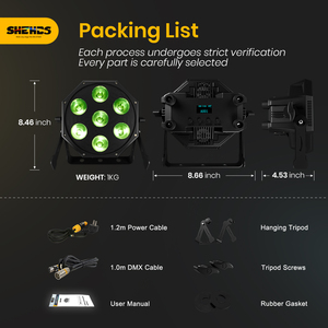 SHEHDS LED Par 7x12W RGBLAC 6in1 Automatic Mode Par <b>Light</b> for DJ Lighting with PowerCon - Product Image 3
