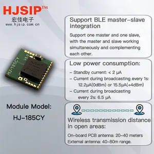 HJSIP HJ-185MIC โมดูลบลูทูธ BLE5.1nrf52810 รวมพอร์ต UART โปร่งใสการส่งสัญญาณ IOTBuilt ในเสาอากาศ BLE โมดูล