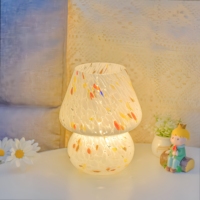 Lampe en verre rayé Murano à branchement USB, style champignon, esthétique vintage italienne Y2K, lampe d'ambiance de chevet pour chambre à coucher, décoration intérieure