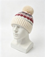 Bonnet d'hiver en tricot style nordique avec pompon et cache-oreilles, 100 % acrylique, unisexe, pour voyage et plage – Fournisseur