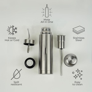 Termo para Té <span class=keywords><strong>con</strong></span> Infusor y Filtro, Botella Aislada al Vacío de Doble Pared para <span class=keywords><strong>Mate</strong></span>, Ideal para Viajes, Oficina, Camping, Plateado - Product Image 4