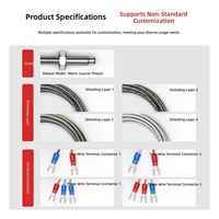 Sonde de température de précision à vis M6, type K/E, avec ressort et fil multi-brins pour la mesure de la température