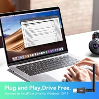 AC600 USB WiFi 5 Adapter Antena Ganda Jaringan 600Mbps Dual Band 2.4G 5G WiFi Adapter untuk PC, Plug and Play, Mendukung Win10/11