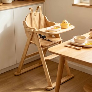 Chaise haute pliable en bois massif pour bébé, durable et portable, siège de repas pour tout-petit, chaise haute pliable pour bébé - Product Image 4