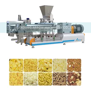 Crispy Corn Flakes Production Line Sugar Sprayed Corn Flakes Making Machine With Double Screw Extruder