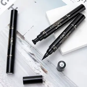 QIC Wholesale Waterproof Makeup Custom Plain Black Eye Liner Logo Liquid Double Ends Eyeliner