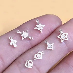 925 Sterling Silver Zircon Crystal Butterfly Star Cross Connector Charms Bulk For Jewelry Making