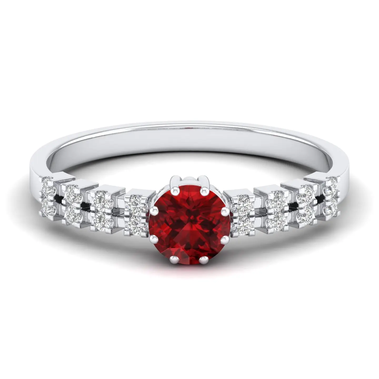 Lustrous Garnet Dreamscape 925 Sterling Silver Ring with Natural Garnet & GRA certified Def - VVS Clarity Moissanite Fine Rings